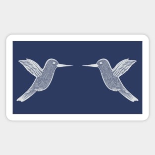 Hummingbirds in Love - cute bird design - on navy blue Sticker